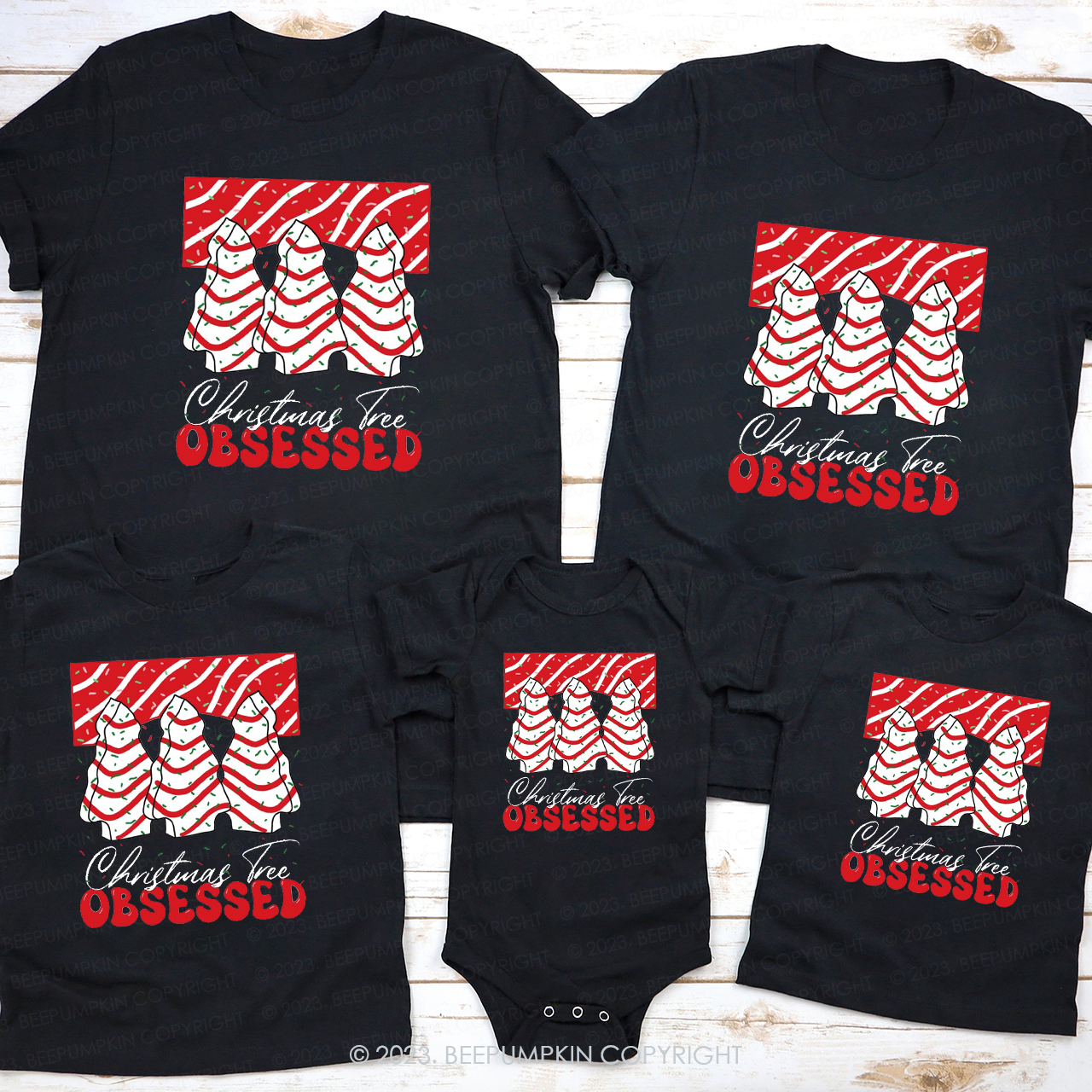 Christmas Tree Junkie Obsessed Retro Matching Shirt