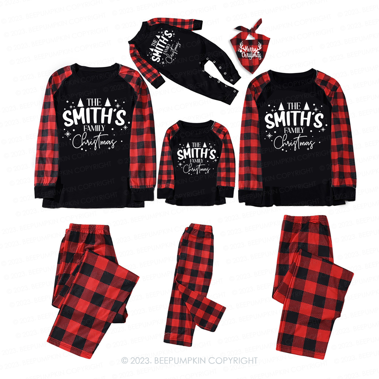 Personalized Custom Family Name Christmas Matching Pajamas