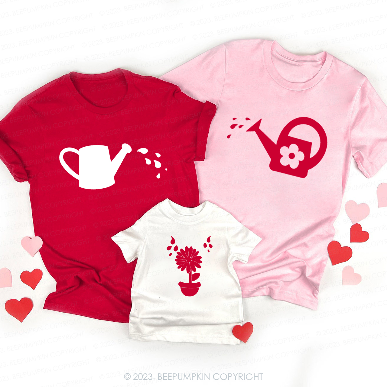 Love Valentine Garden Watering Family Matching Shirts