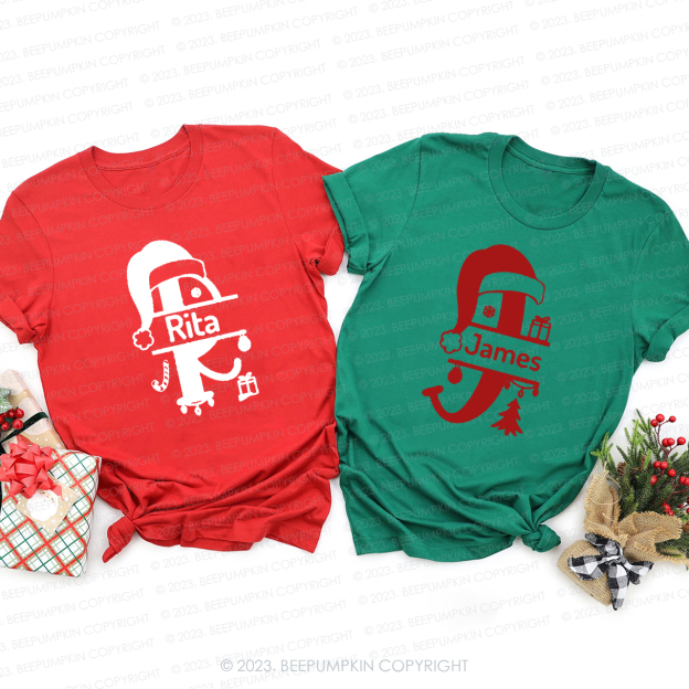 Personalized Monogrammed Family Christmas Shirt With Name