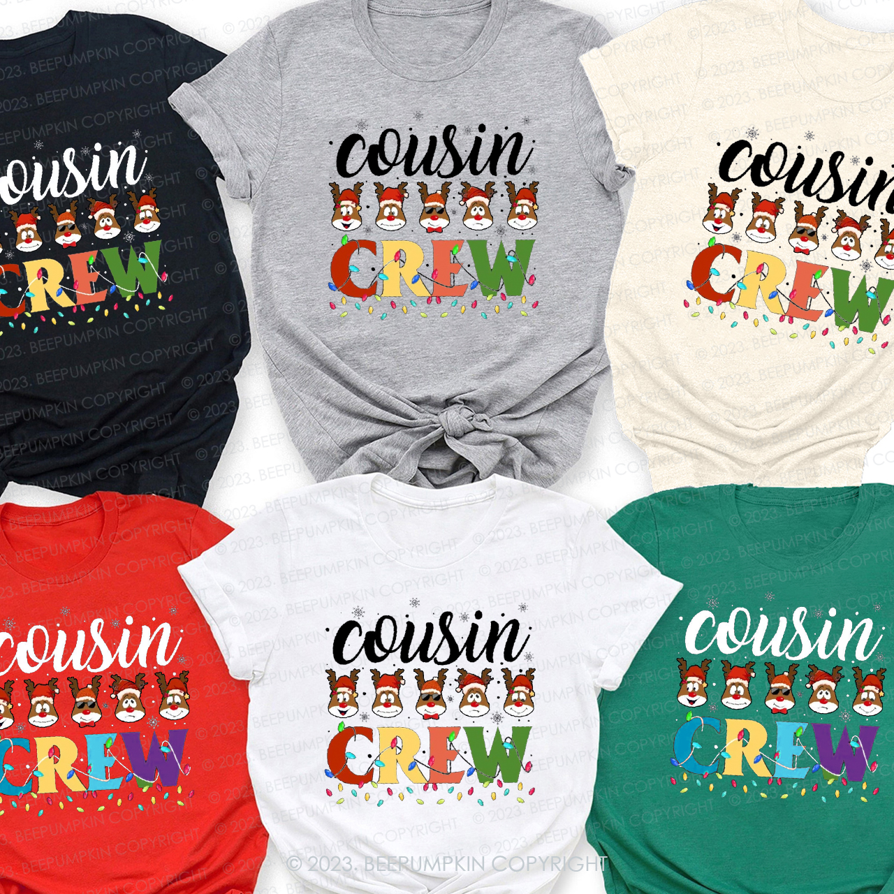 Reindeer Christmas Cousin Crew Family Gift Matching Shirt