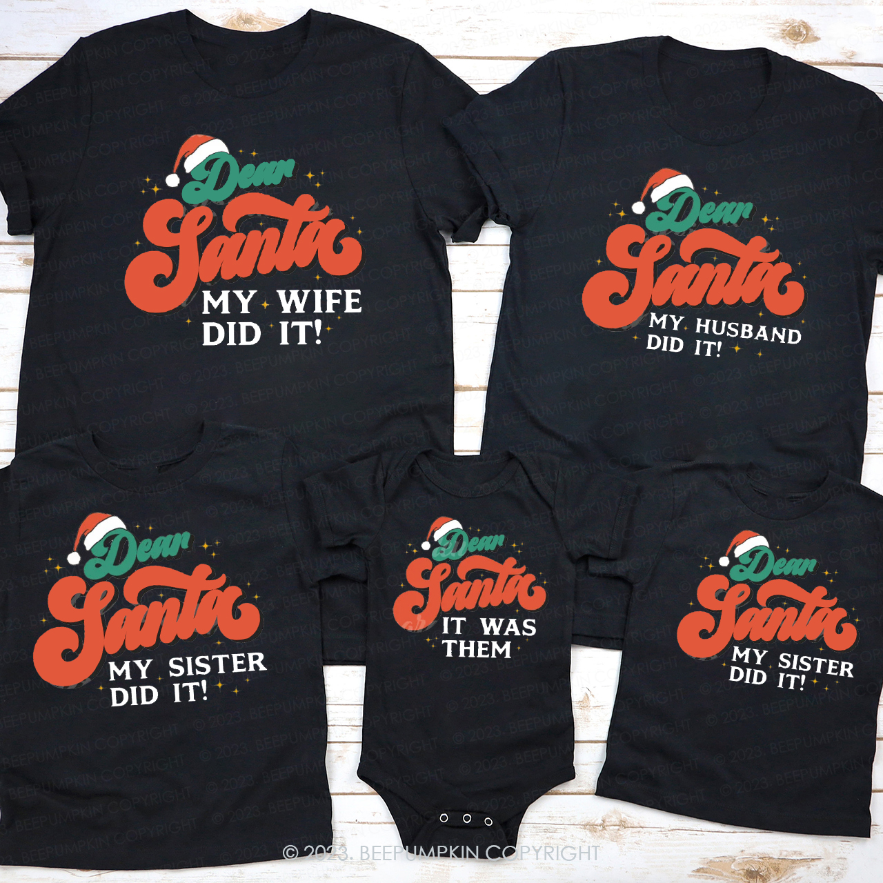 Cute Dear Santa Family Christmas Gift Matching Shirts