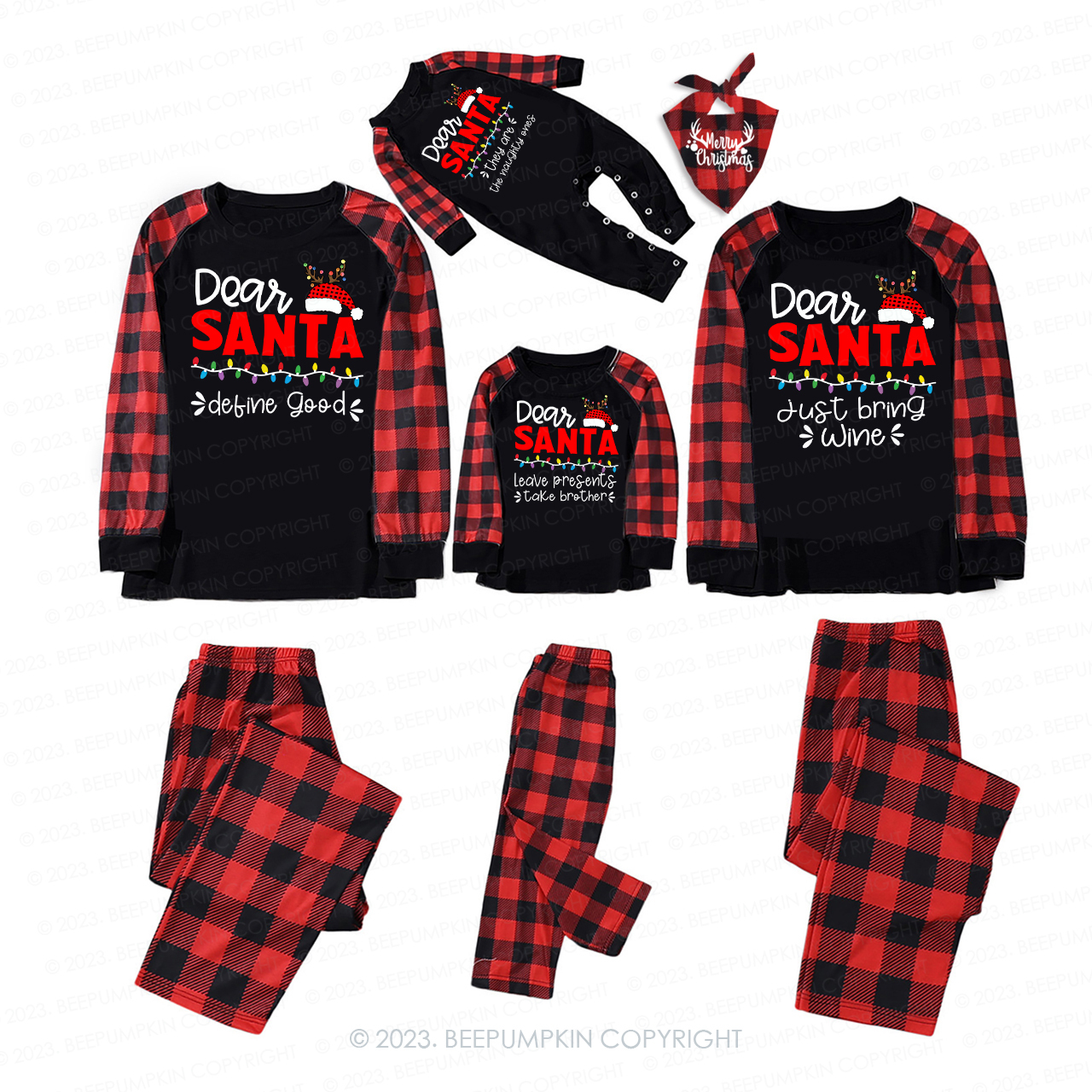 Dear Santa Buffalo Plaid Christmas Matching Pajamas For Family Beepumpkin