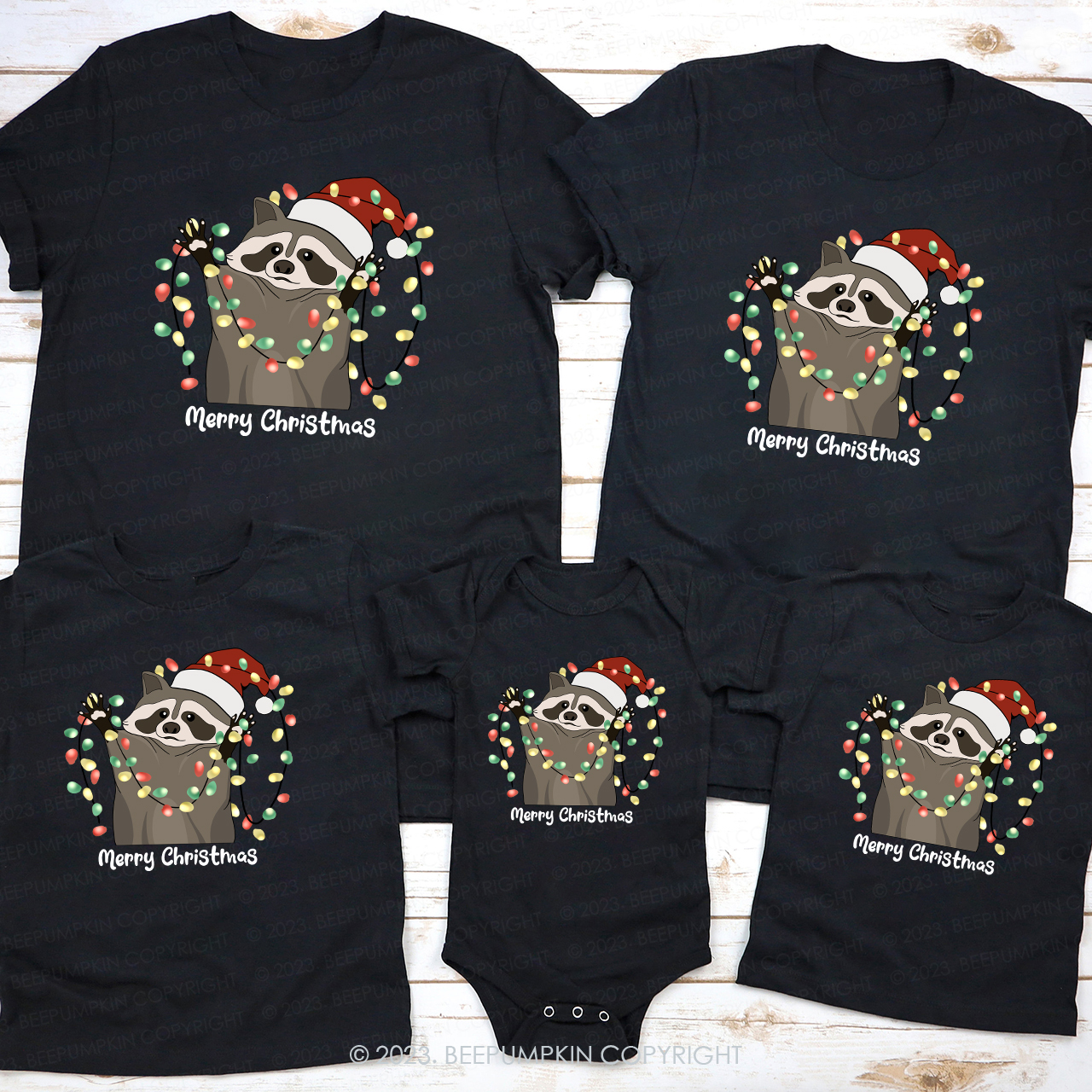 Christmas Raccoon Funny Animal  Happy Holidays Gift Matching Shirts