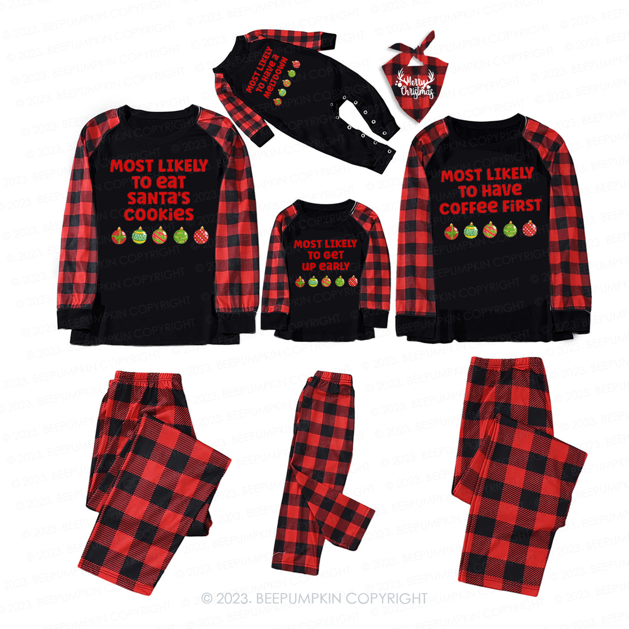 Personalized Most Likely To Funny Christmas Holiday Matching Pajamas