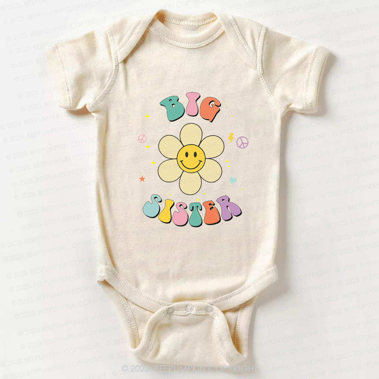 Personalized Smiley Face Flower Sibling Bodysuit For Baby