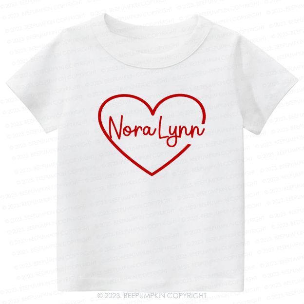 Personalized Name Heart Valentines Day -Toddler Tees