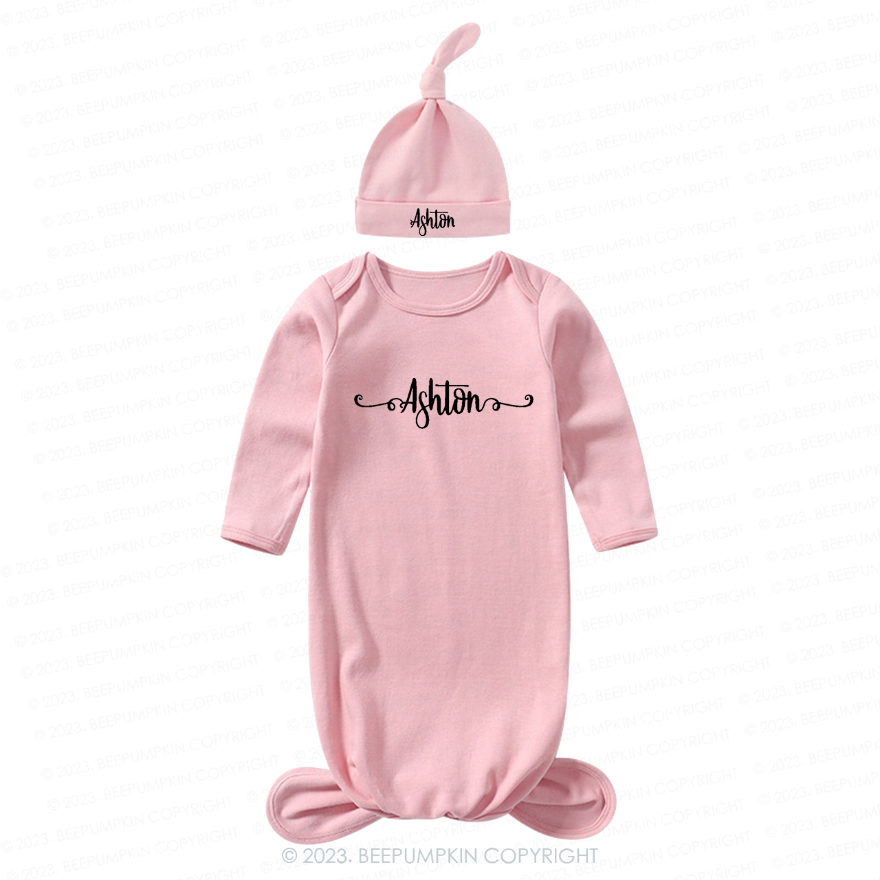  Unisex Knotted Baby Gown With Personalized Knotted Hat