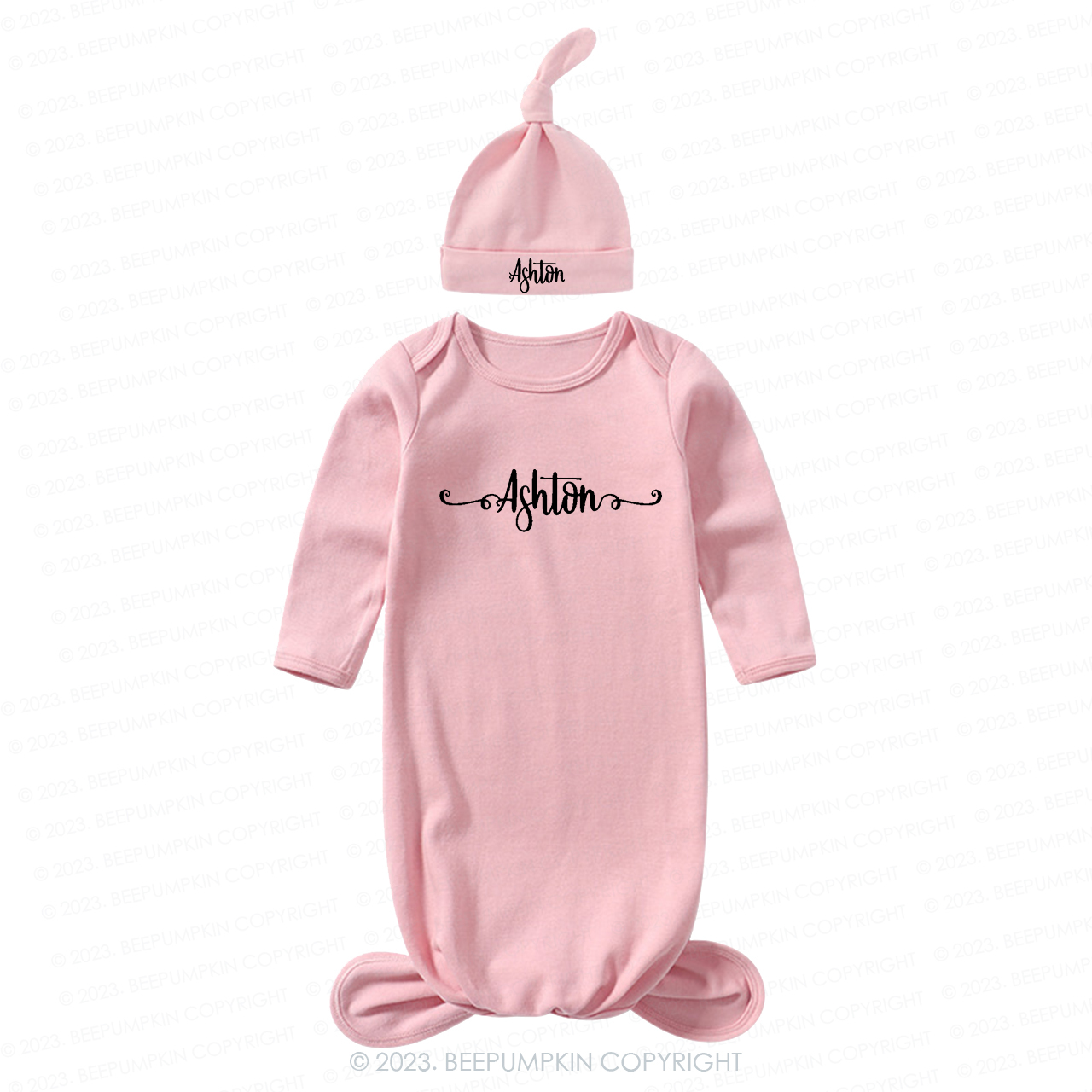  Unisex Knotted Baby Gown With Personalized Knotted Hat