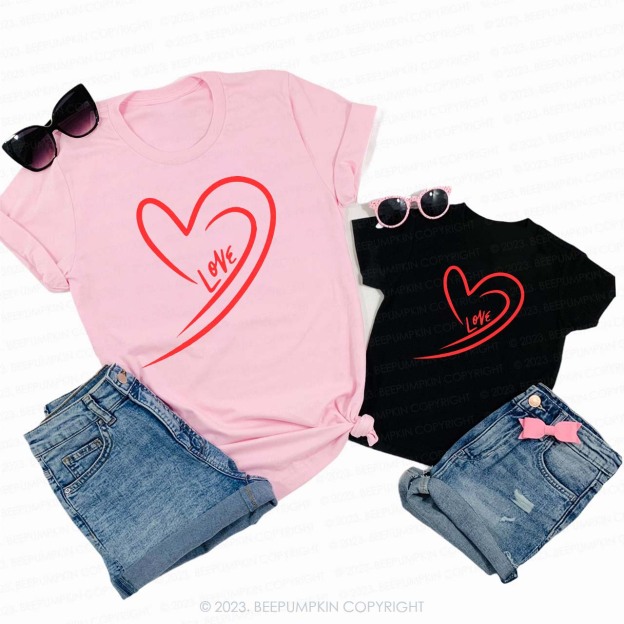 Cute Valentine's Family Matching Shirts - Love Heart