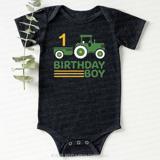 Boy Birthday Tractor Bodysuit For Baby