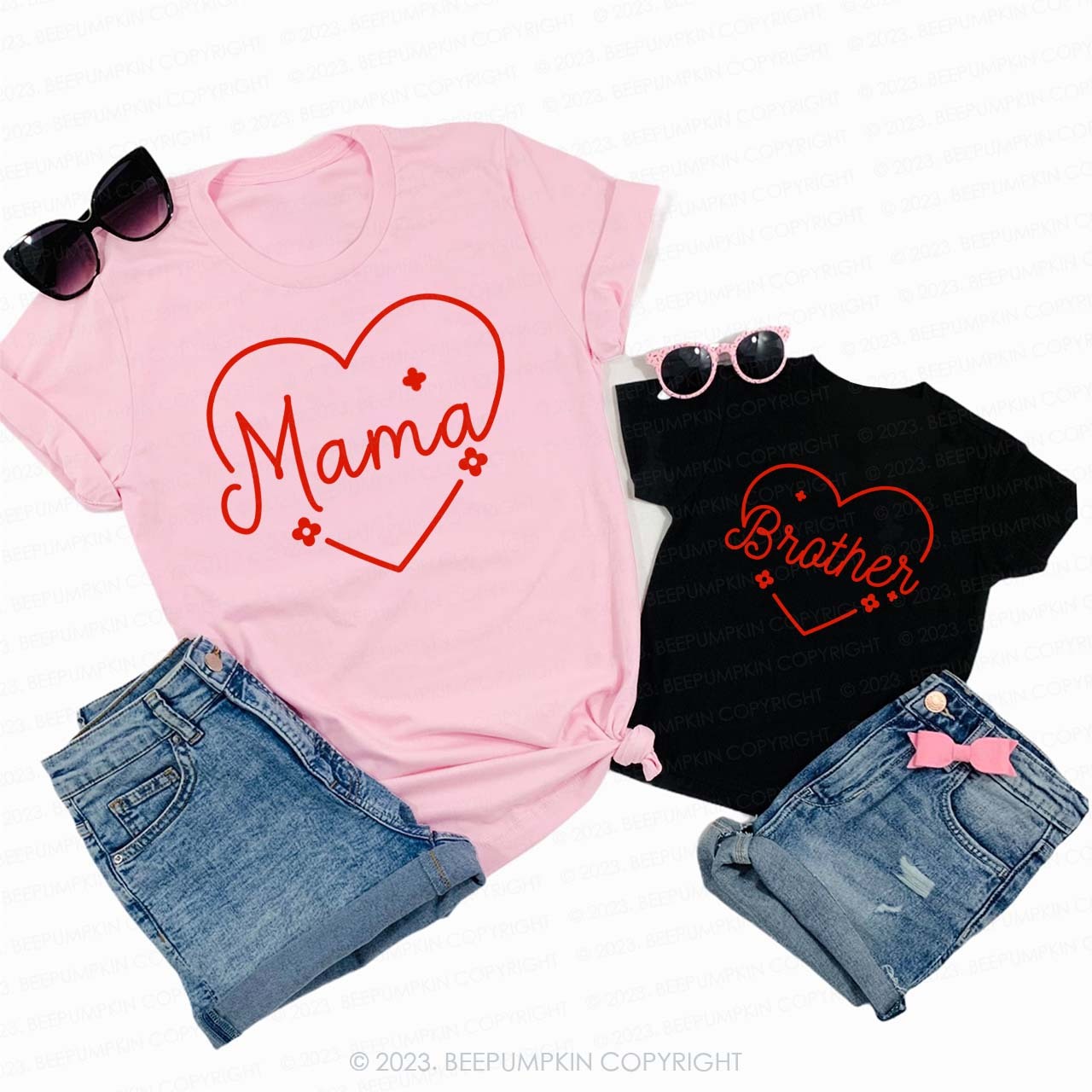 Flower Heart Valentine's Day Family Matching Shirts