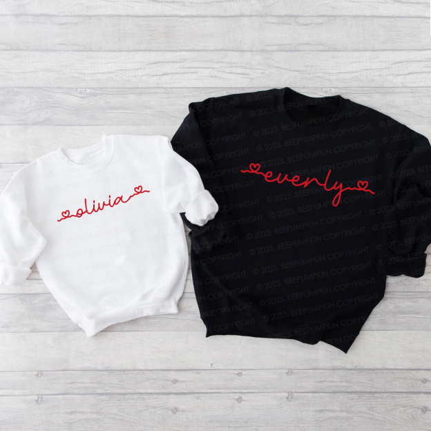 Monogram Love Heart Matching Valentine��s Sweatshirt