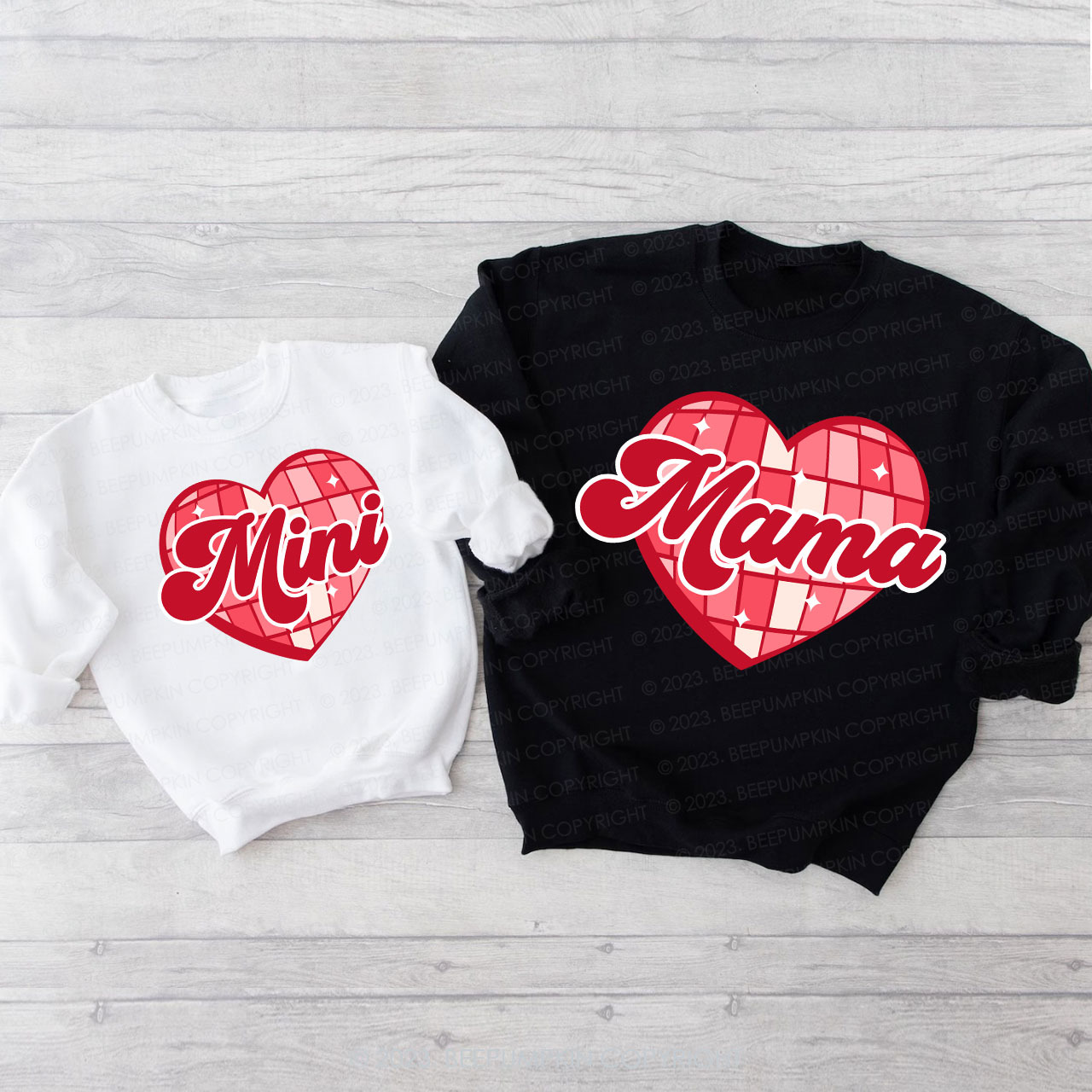 Personalized Checkerboard Hearts Matching Sweatshirts