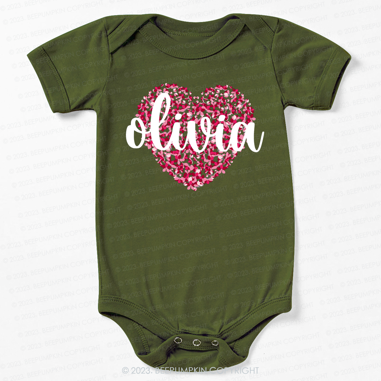 Personalized Floral Valentines Day Bodysuit For Baby