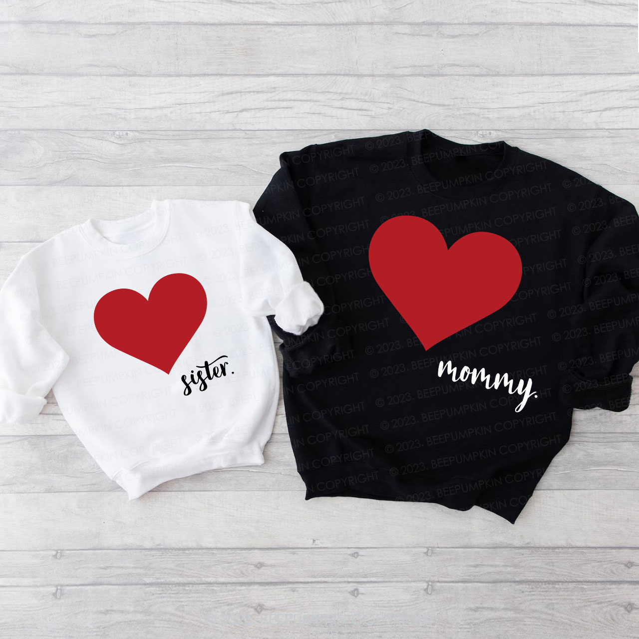Dad Mama And Me Red Hearts Matching Valentine��s Sweatshirt