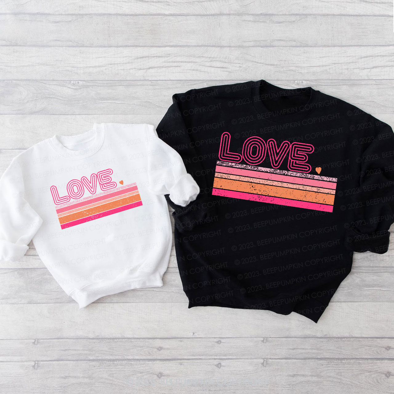 Rainbow Stripes Love Matching Valentine‘s Sweatshirt