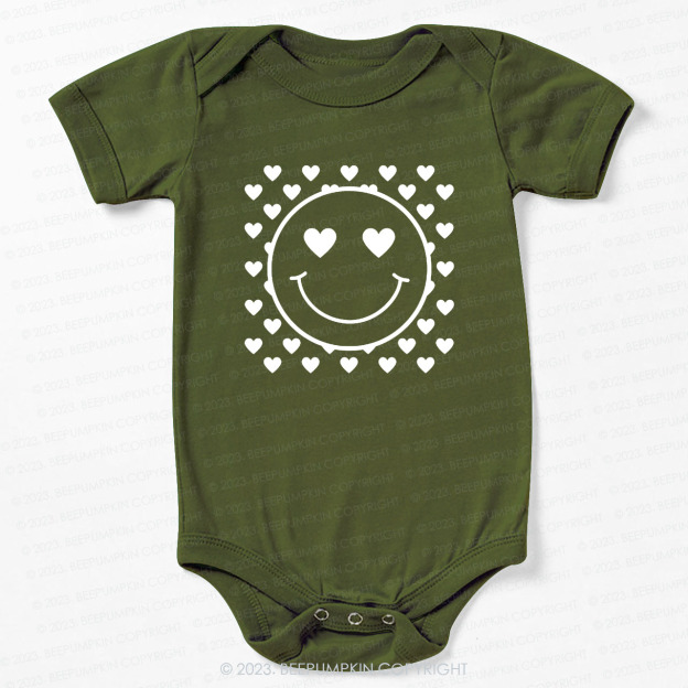 Love Smile Face Valentines Day Bodysuit For Baby