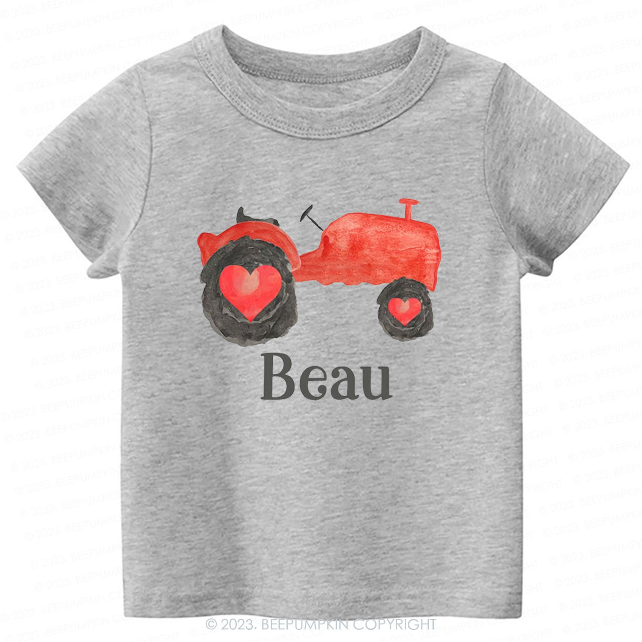 Personalized Name Tractor Valentines Day Kids Tees