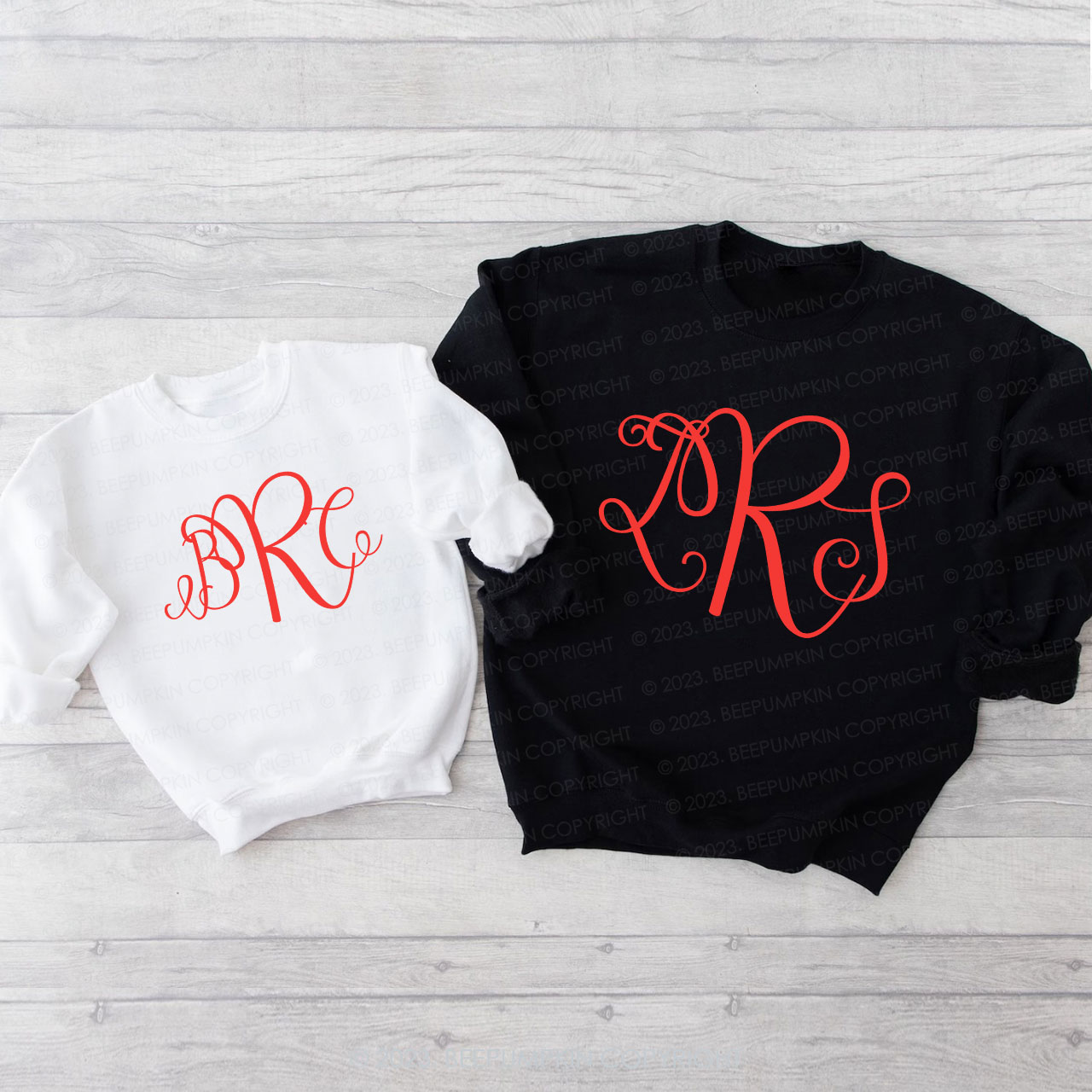 Fancy Cursive Monogram Matching Valentine��s Sweatshirt