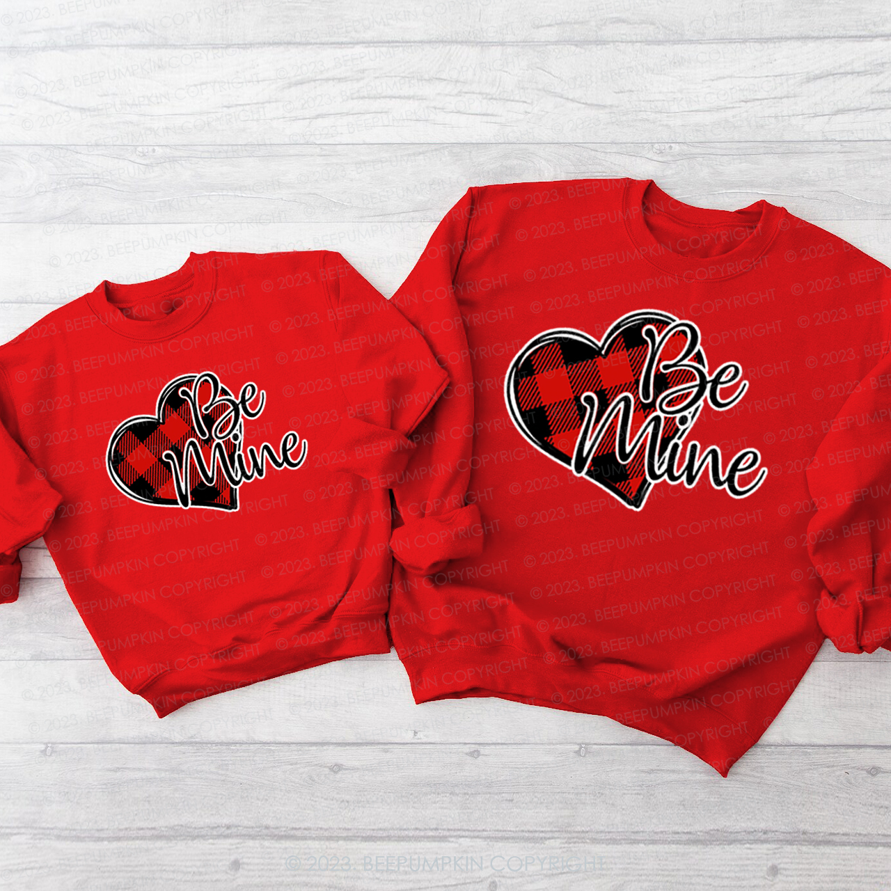 Checkerboard Be Mine Matching Valentine‘s Sweatshirt