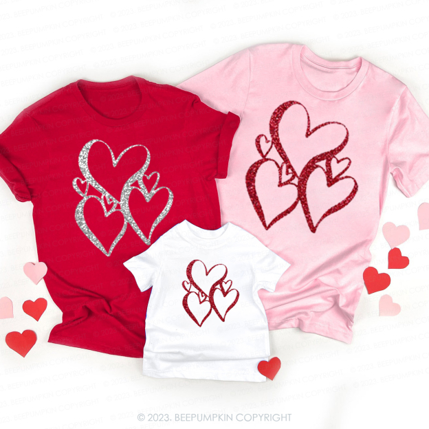 Glitter Love Heart Matching Valentine‘s Shirts