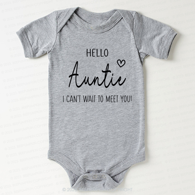 Hello Auntie I Can't Wait To Meet You Bodysuit For Baby