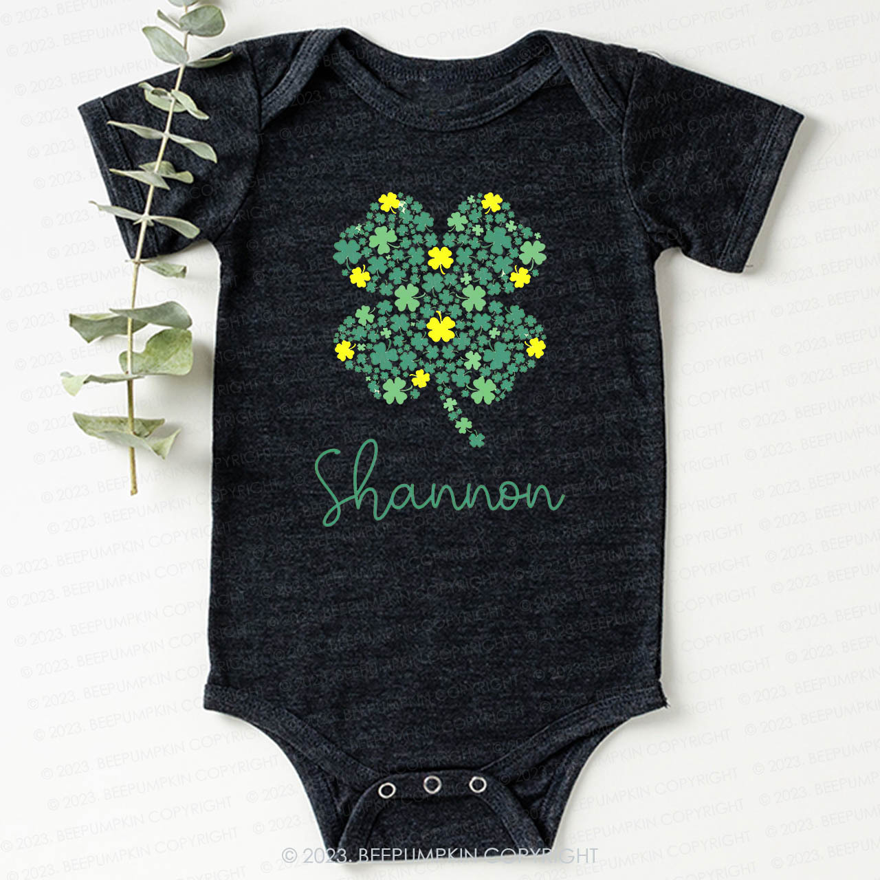 Personalized Cute Shamrock St.Patricks Day Bodysuit For Baby