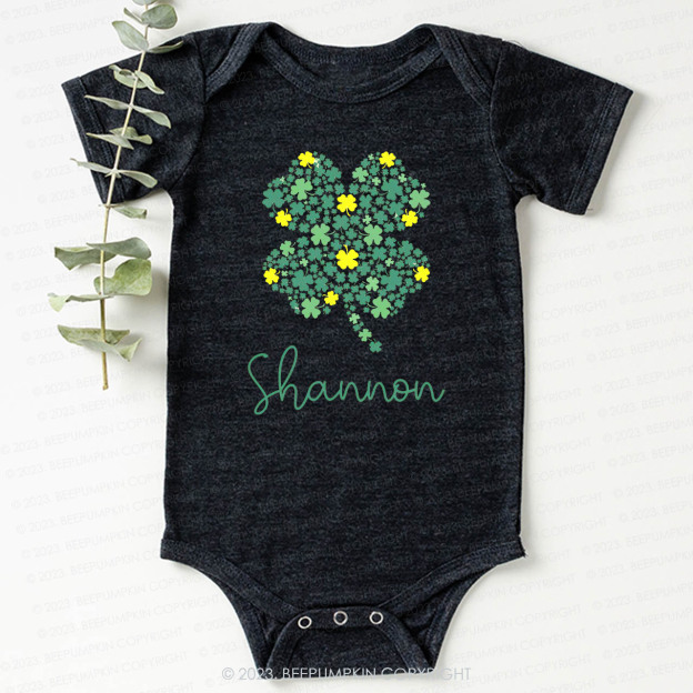 Personalized Cute Shamrock St.Patricks Day Bodysuit For Baby