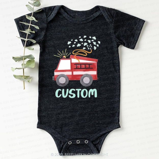 Firetruck Shamrock St.Patricks Day Bodysuit For Baby