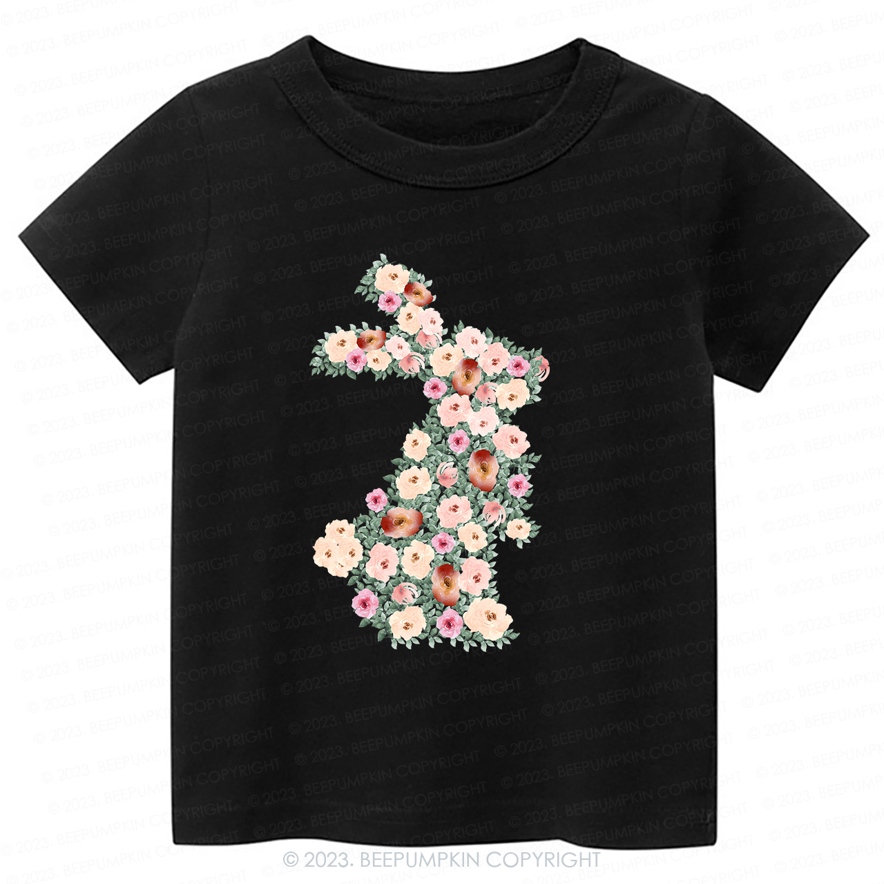 Spring Floral Bunny Easter-Toddler Tees