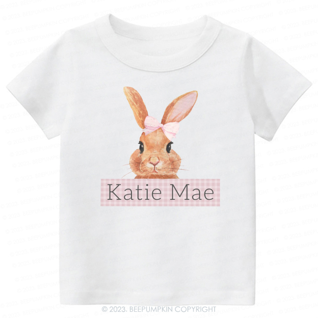 Pink Bunny Gingham Name -Toddler Tees