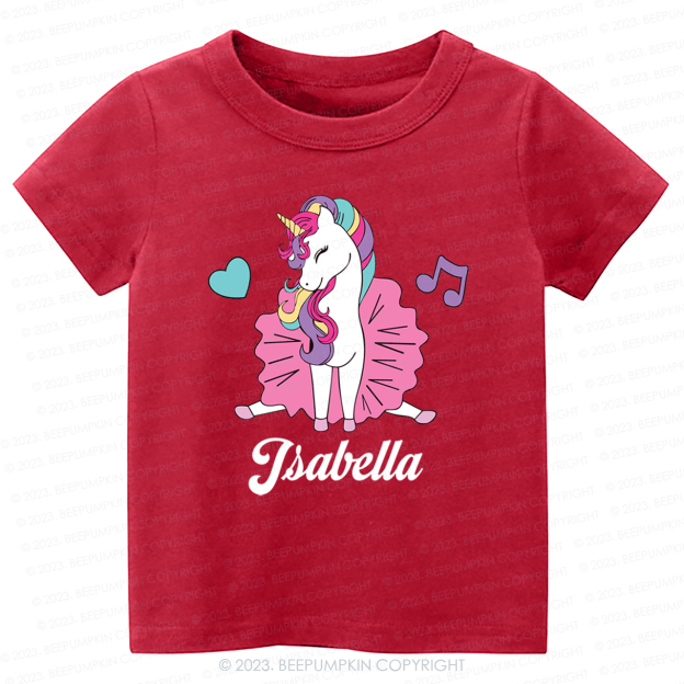 Unicorn Music Custom Name Kids Shirt