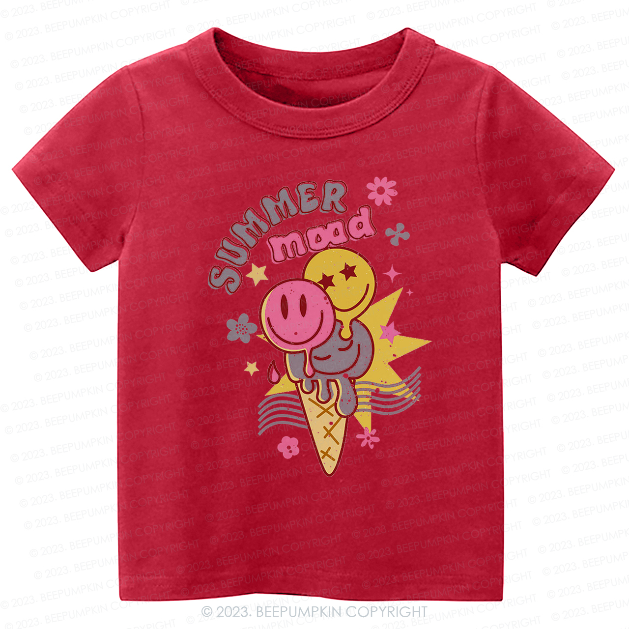 Summer Mood Ice Cream Happy Face Kids Shirt