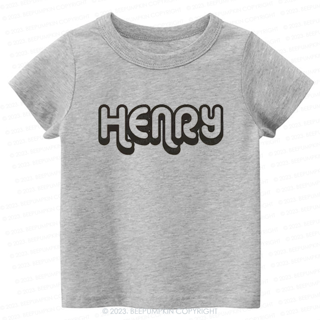 Retro Custom Name Toddler Shirt - Personalized Natural Kids Tees