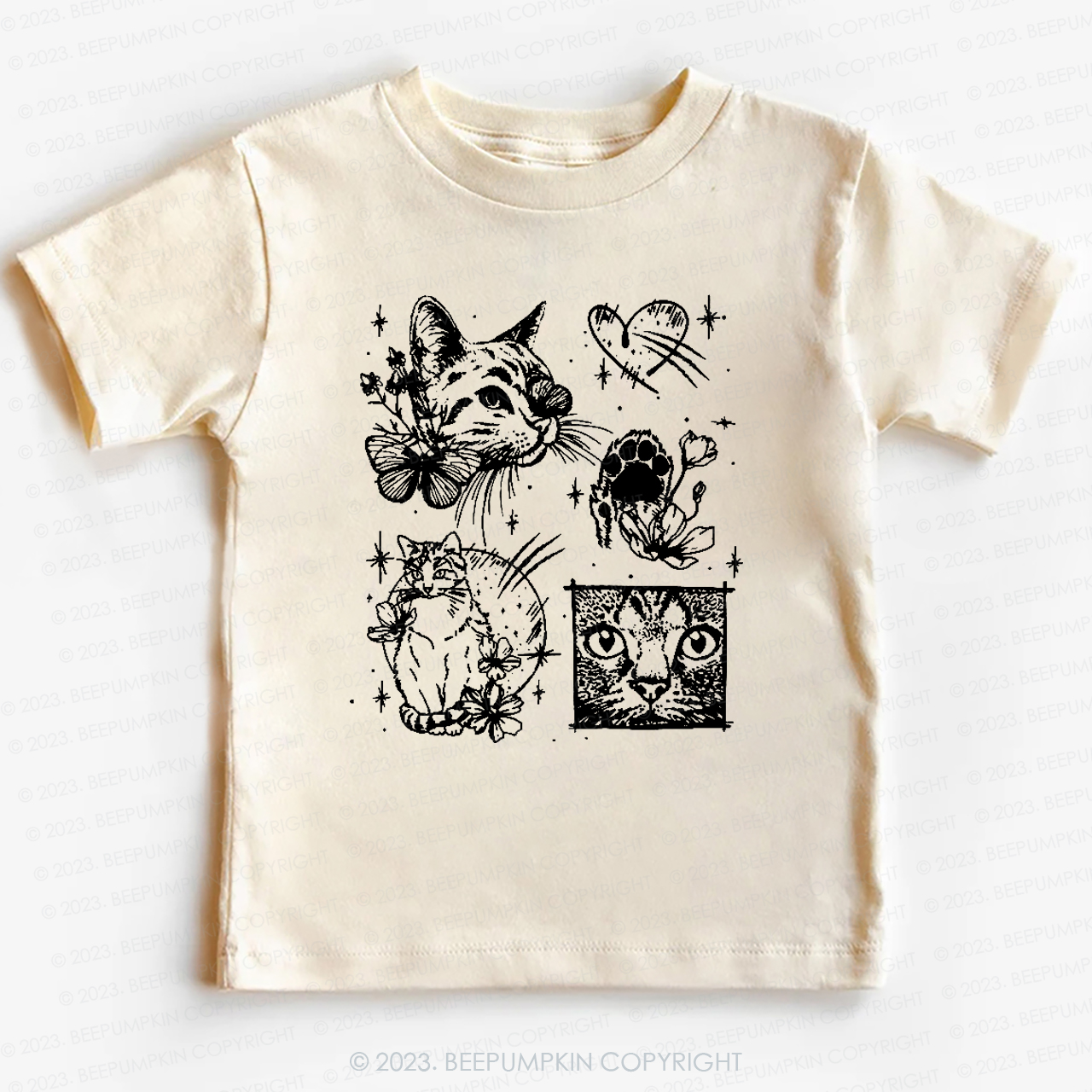 Cats Outlined Kids Retro T-Shirt