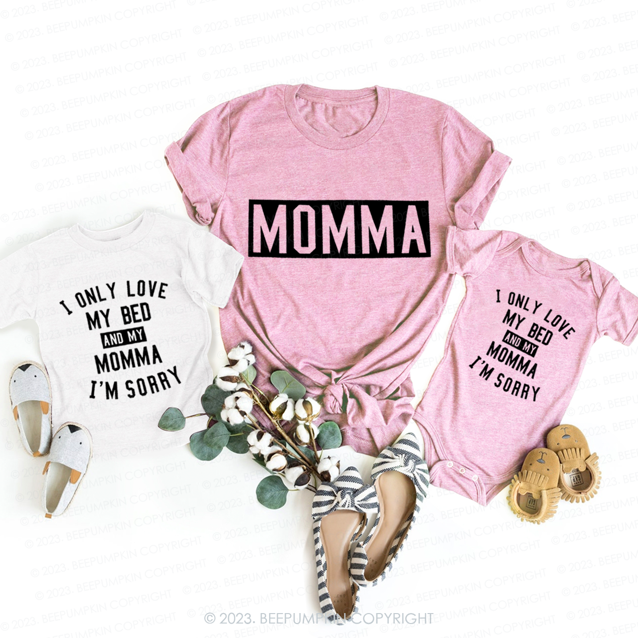 Only Love My Bed And My Momma T-Shirts For Mom&Me