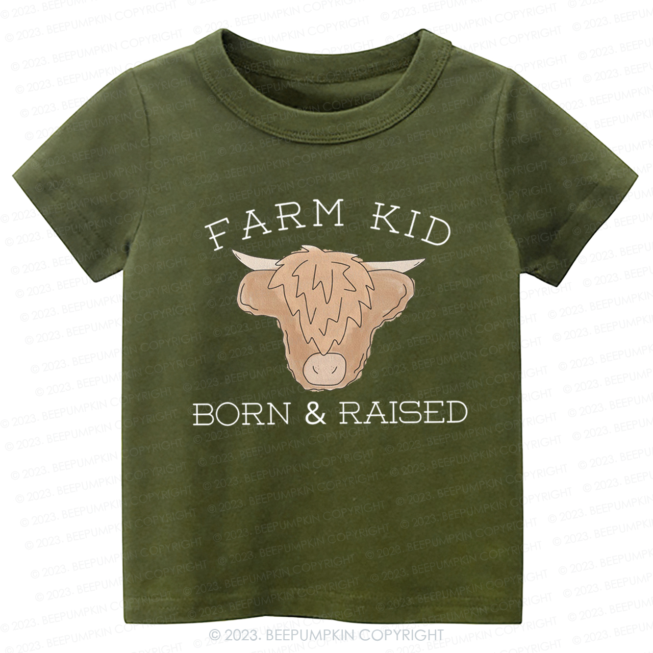 Farm Kid Born And Raised Kids Shirt