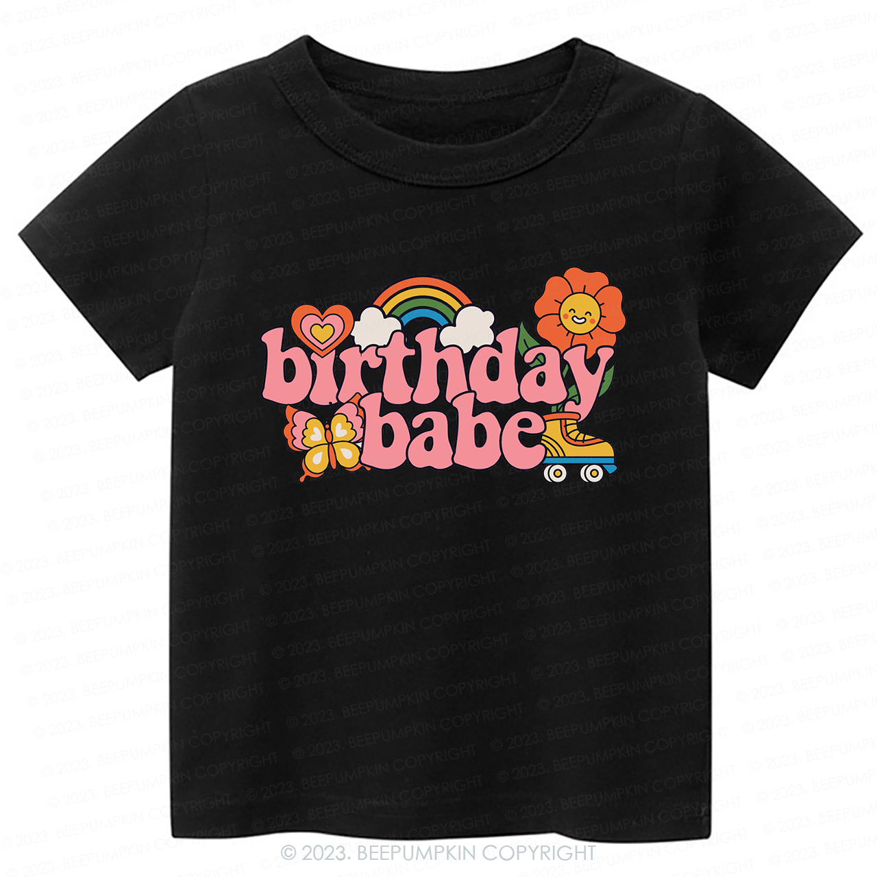 Pink Retro Birthday Babe Kids Shirt