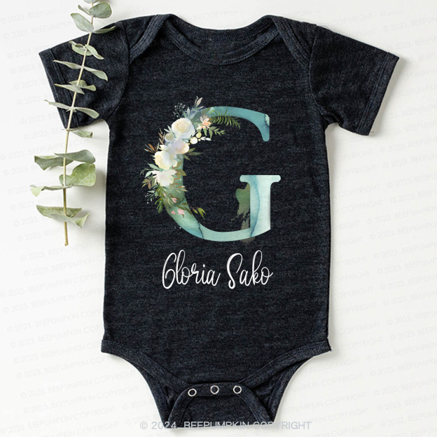 Personalized Green Florals Bodysuit For Baby 