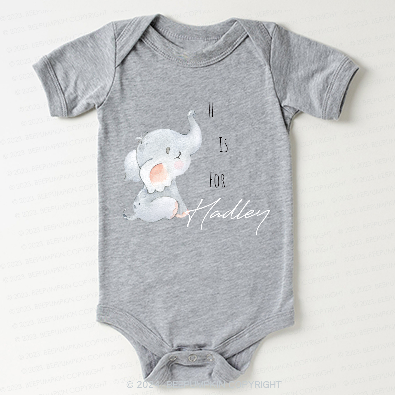 Personalized Elephant Letter Bodysuit For Baby 