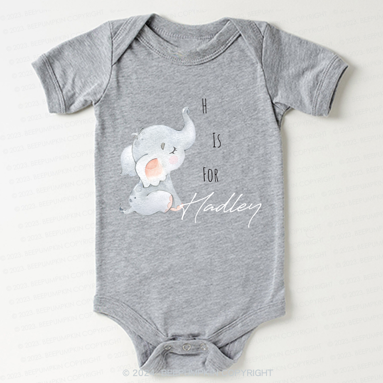 Personalized Elephant Letter Bodysuit For Baby 