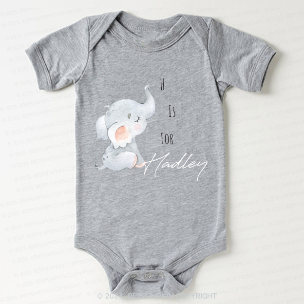 Personalized Elephant Letter Bodysuit For Baby 