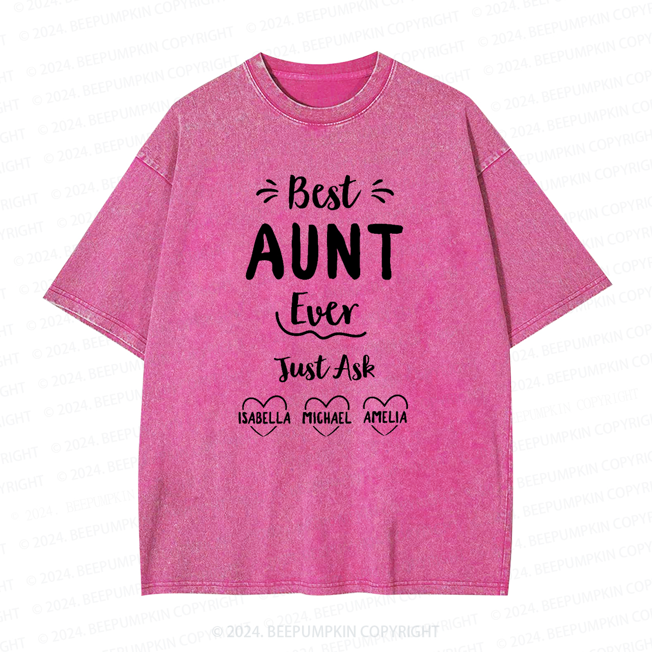 Personalized Best Ever Aunt Washed Tees