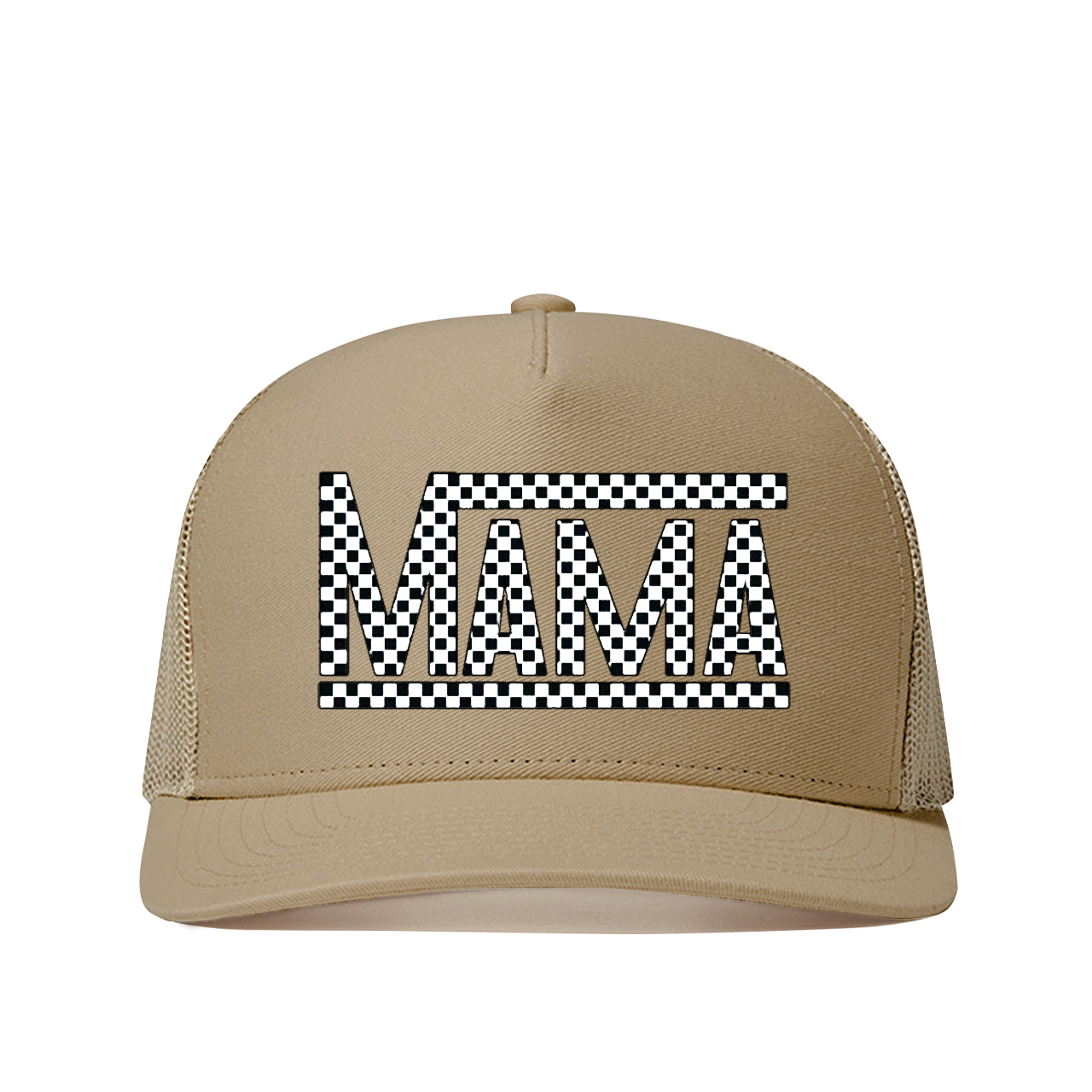 Checkered Mama Letter Mama Trucker Hat