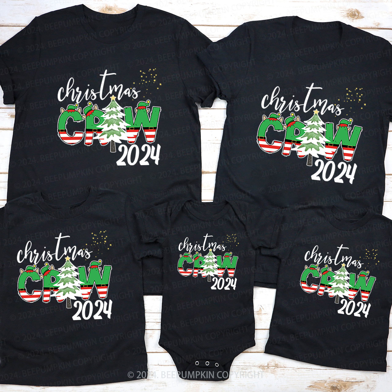 Christmas Elf Doodle 2024 Crew Family Matching Shirt