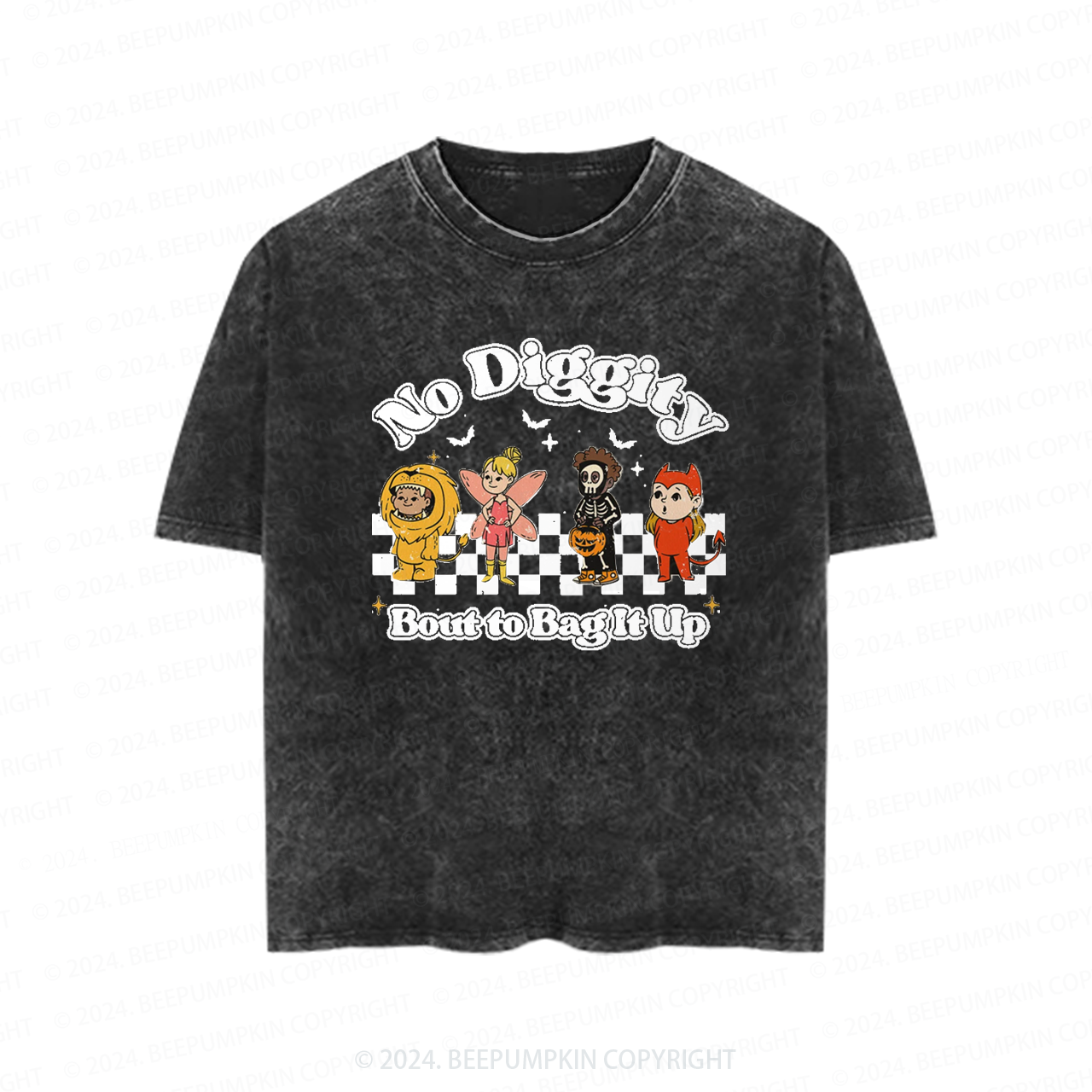 Halloween No Diggity Bout to Bag It Up Toddler&Kids Washed Tees          