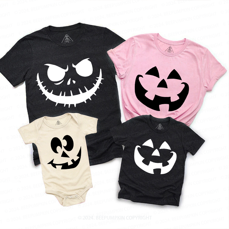  Halloween Pumpkin Face Family Matching Shirts