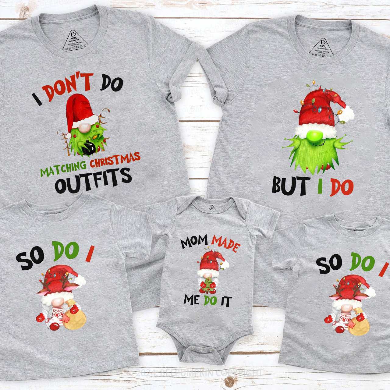 Funny I Don't Do Matching Christmas Gnomes Matching T-Shirts