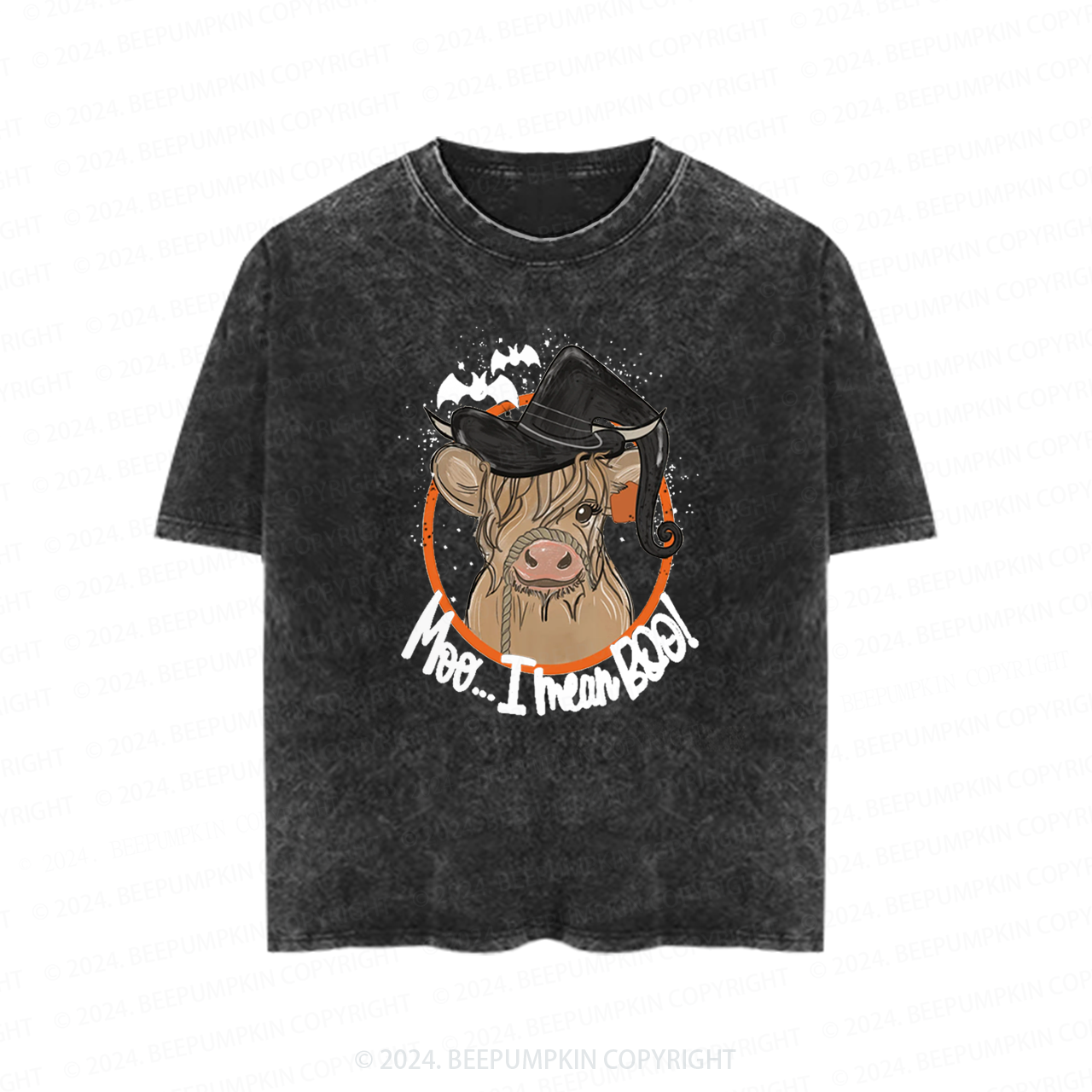 Retro Cow Halloween Farm Vibes Boho Toddler&Kids Washed Tees          